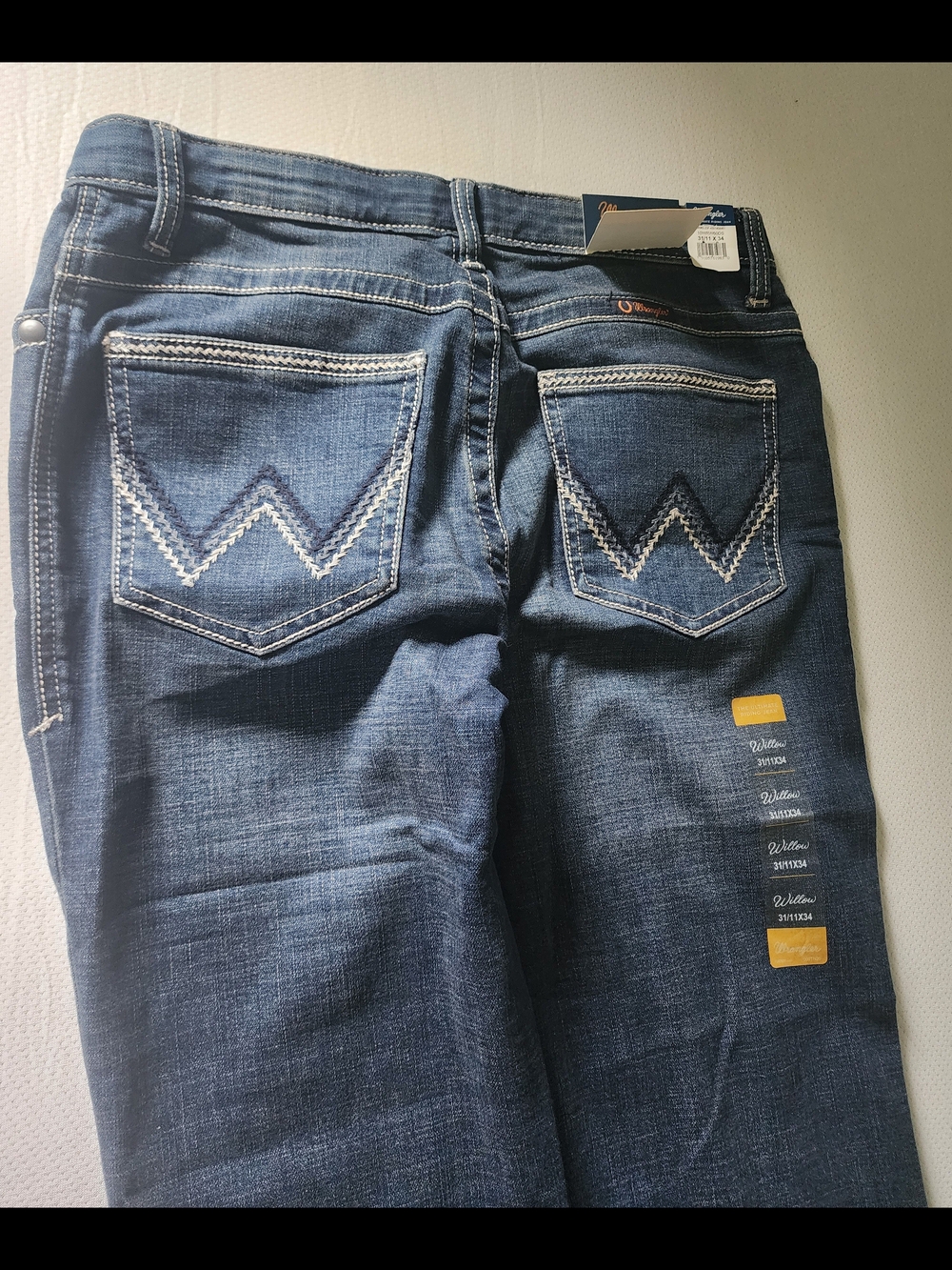 New Wrangler Dark Blue Embroidered Pocket Jeans